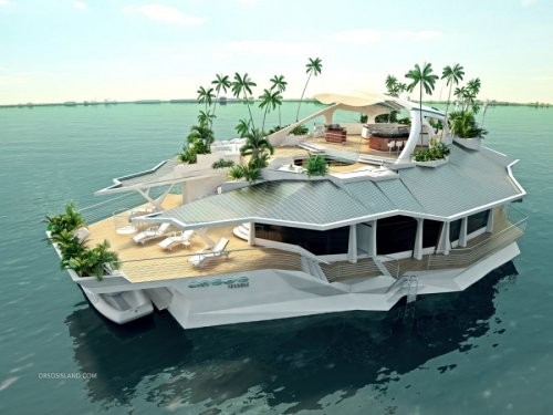 Đảo nhân tạo Orsos có diện tích 740m2, được sản xuất bởi một công ty của Áo
