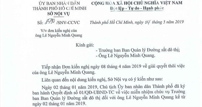 Cựu Trưởng Ban Quản lý Đường sắt Đô thị TPHCM chưa được thôi việc - ảnh 1