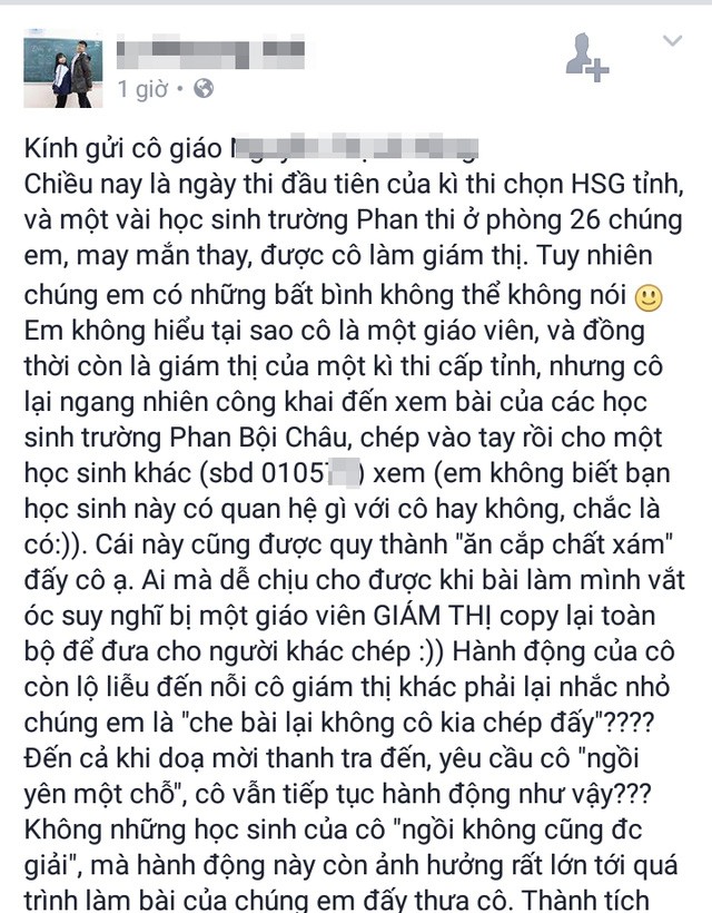 Thí sinh tố giám thị 'ăn cắp chất xám': Em nghĩ mình cần phải lên tiếng - ảnh 1