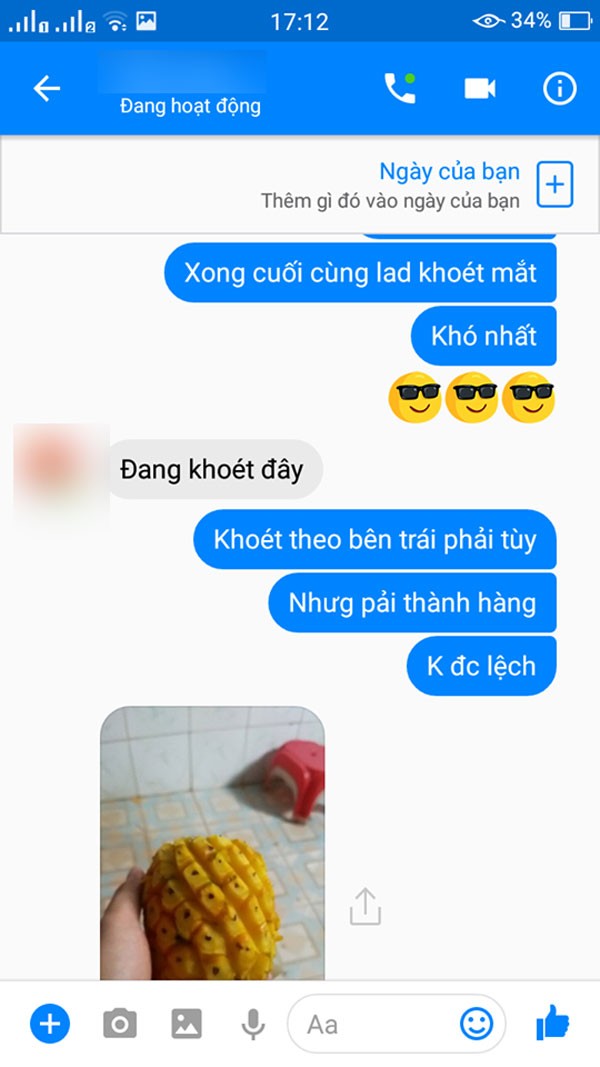 Hướng dẫn bạn trai gọt dứa và cái kết cười muốn 'banh nóc nhà' - ảnh 2