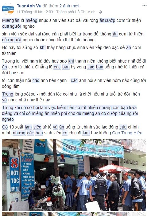 Tranh cãi trái chiều 'sinh viên xếp hàng' ăn cơm 2000 đồng: Không có lòng tự trọng - ảnh 2