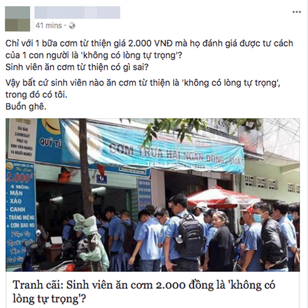 Tranh cãi trái chiều 'sinh viên xếp hàng' ăn cơm 2000 đồng: Không có lòng tự trọng - ảnh 4