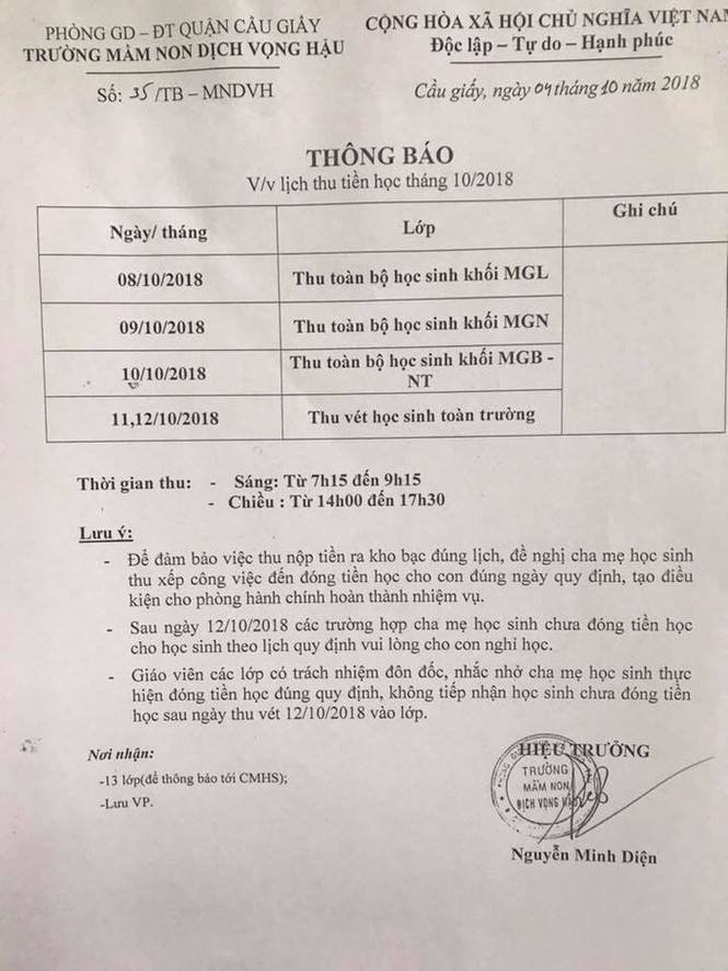 Trẻ nghỉ học vì đóng tiền muộn: Phụ huynh phàn nàn thiếu nhân văn - ảnh 1