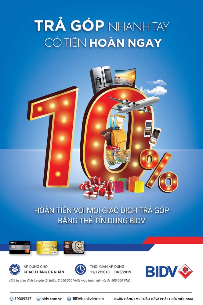 BIDV triển khai mua trả góp lãi suất 0% qua thẻ tín dụng quốc tế - ảnh 1