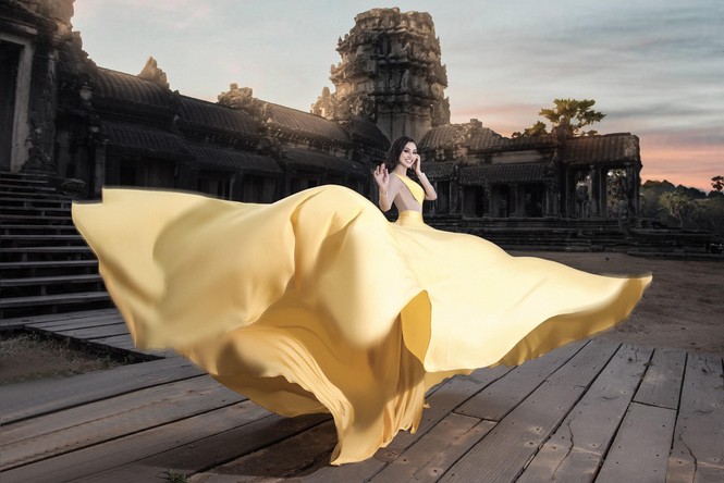 Trần Huyền Nhung quyến rũ với đôi mắt Ấn Độ giữa lòng AngKor Watt - ảnh 2