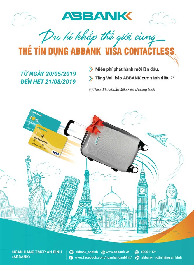 Nhận ngay vali sành điệu khi mở thẻ tín dụng quốc tế ABBANK VISA CONTACTLESS - ảnh 1