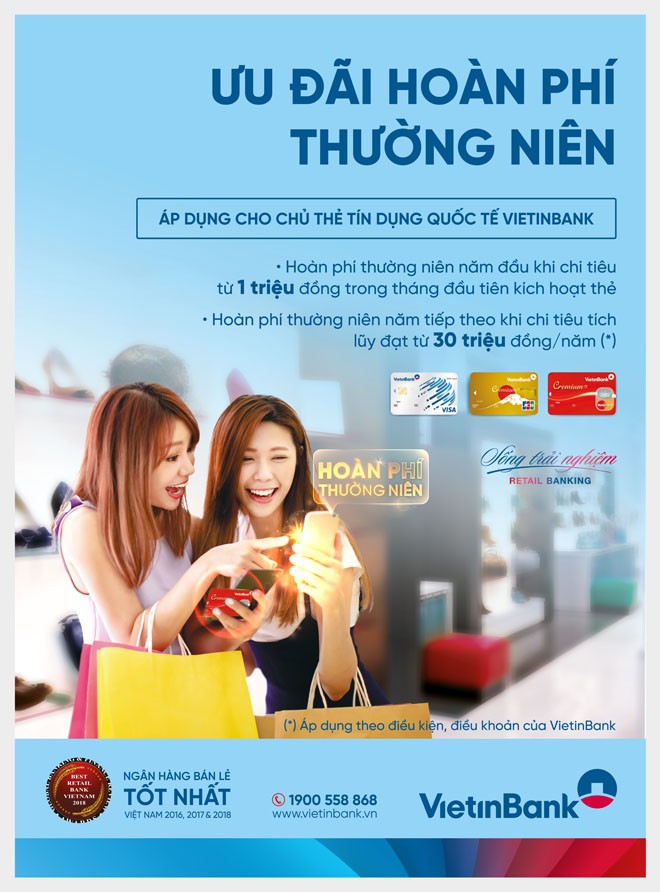 Ưu đãi hoàn phí thường niên cho chủ thẻ tín dụng quốc tế VietinBank - ảnh 1