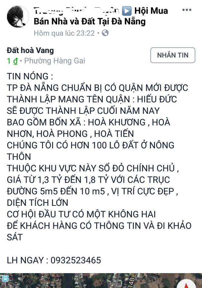 Tung tin Đà Nẵng lập quận mới để thổi giá đất - ảnh 1