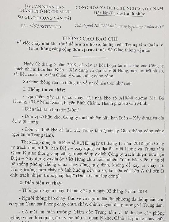 Sở Giao thông vận tải TPHCM lên tiếng sau vụ cháy kho hồ sơ tài liệu xe buýt - ảnh 5