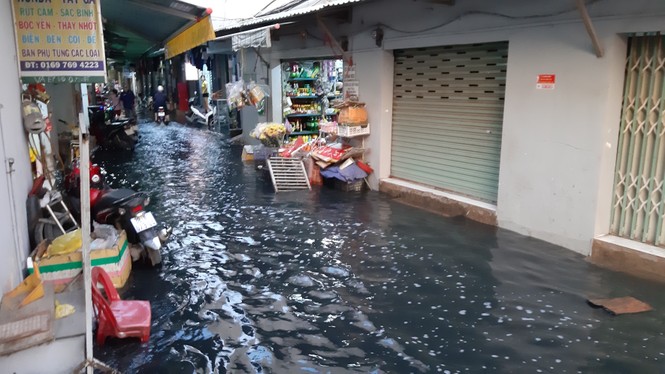 Người Sài Gòn bì bõm vì ngập nặng ngày triều cường đạt đỉnh - ảnh 5