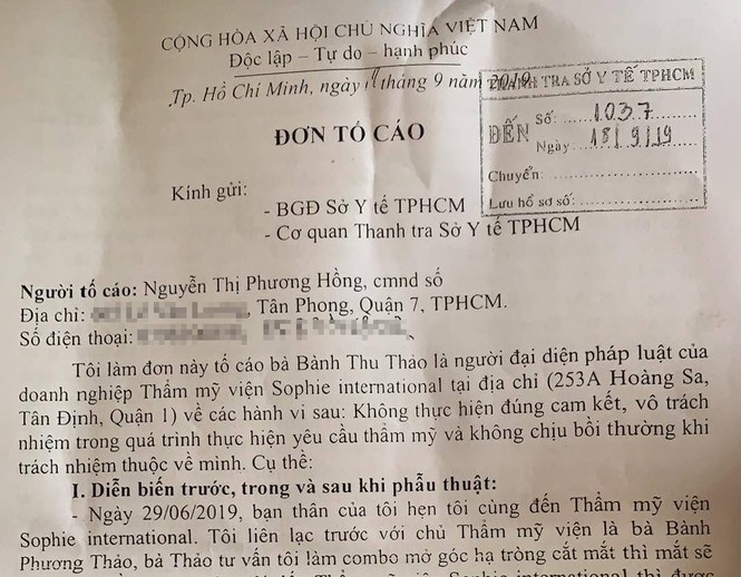Thẩm mỹ Sophie International bị tố bỏ rơi khách sau khi gây tai biến? - ảnh 1