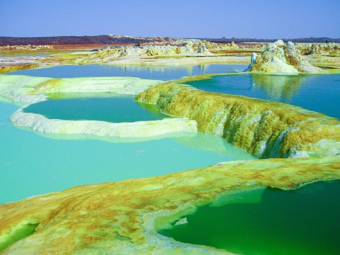Dallol núi lửa ao mặn axit suối nước nóng không có vi sinh vật Ethiopia - ảnh 18