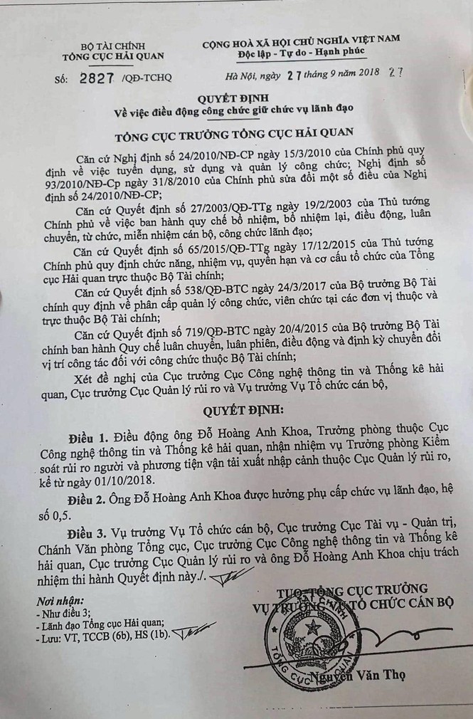 Trưởng phòng thăng tiến lùm xùm quay lại Tổng cục Hải quan - ảnh 1