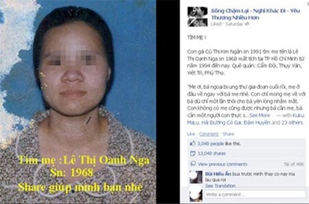 Mẹ con thất lạc 20 năm tìm được nhau nhờ Facebook - ảnh 1