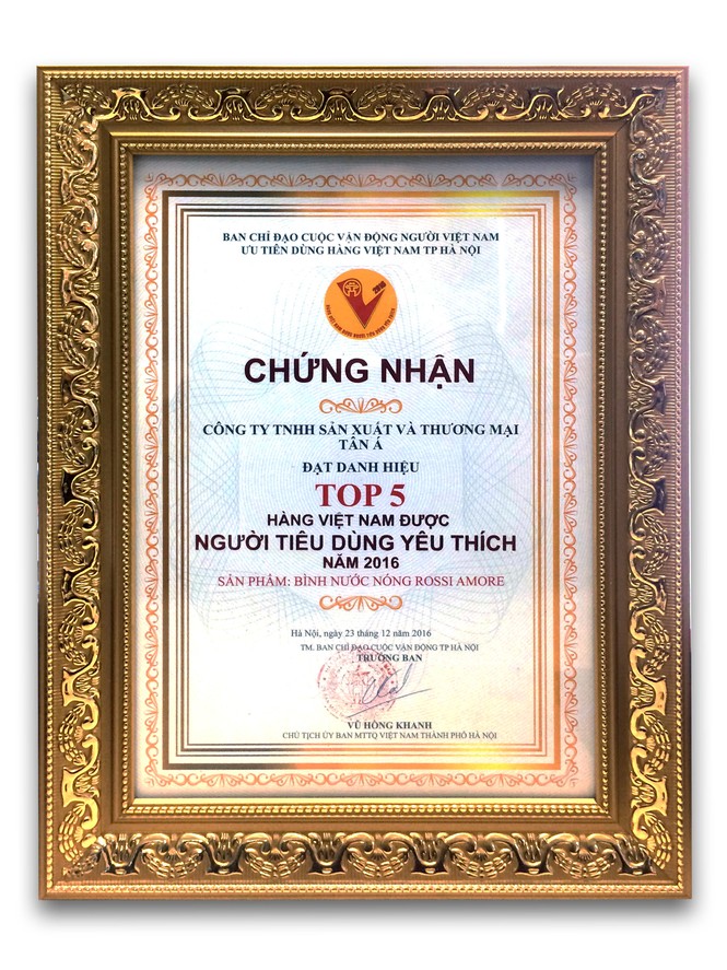 Bình nước nóng Rossi Amore lọt top 5 hàng Việt được yêu thích - ảnh 1