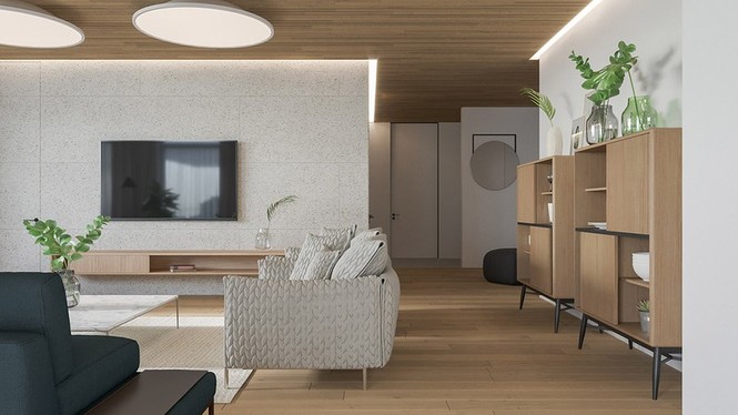 Căn hộ chung cư đẹp mỹ mãn nhờ nội thất gỗ biến tấu - ảnh 2