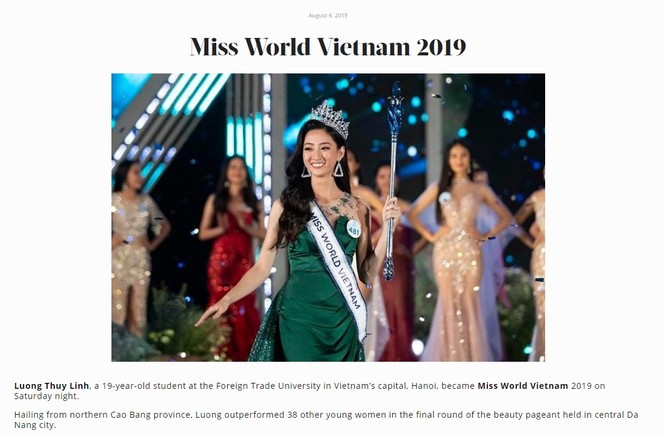Truyền thông quốc tế đồng loạt đưa tin về Miss World Việt Nam Lương Thuỳ Linh - ảnh 1
