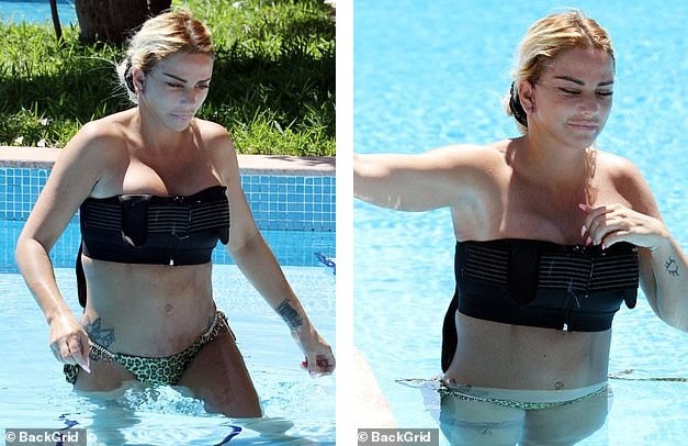Katie Price mang mặt sẹo, bó căng ngực đi bơi hậu ‘đại tu’ ngoại hình - ảnh 5