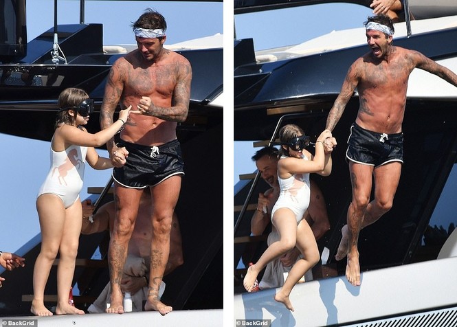 David Beckham khoe dáng ‘ăn đứt’ cậu cả, hôn vợ đắm đuối giữa tin đồn ly hôn - ảnh 5