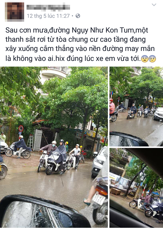 Hoảng loạn vì thanh sắt từ “trên trời” rơi xuống đường - ảnh 2