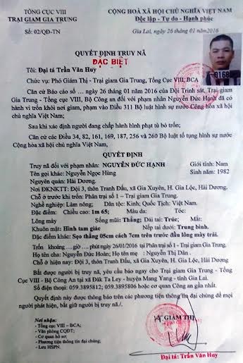 Đã bắt thêm một phạm nhân trốn trại Gia Trung - ảnh 1
