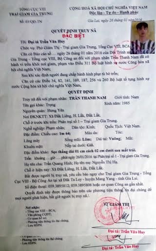 Đã bắt thêm một phạm nhân trốn trại Gia Trung - ảnh 2