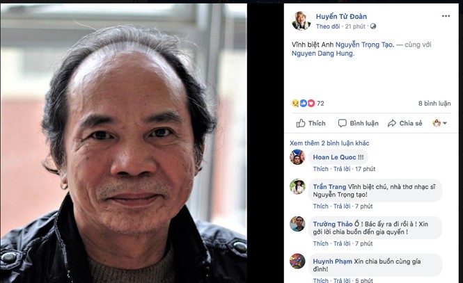 Nghệ sĩ Việt viết lời tiễn biệt nhà thơ Nguyễn Trọng Tạo - ảnh 1
