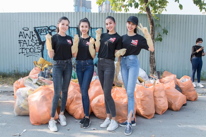 Hoa hậu Tiểu Vy cùng dàn mỹ nhân hưởng ứng 'Thử thách dọn rác' - ảnh 11