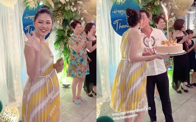 Á hậu Thanh Tú lộ bụng bầu lớn trong tiệc sinh nhật tuổi 25 - ảnh 1
