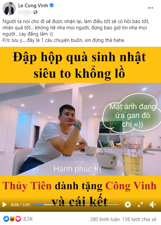 Showbiz 18/12: Công Vinh-Thủy Tiên bị chỉ trích vì clip ‘đập hộp quà sinh nhật' - ảnh 1