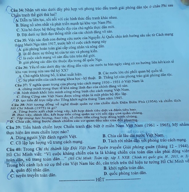 Bài giải môn lịch sử thi THPT quốc gia 2018 - ảnh 4
