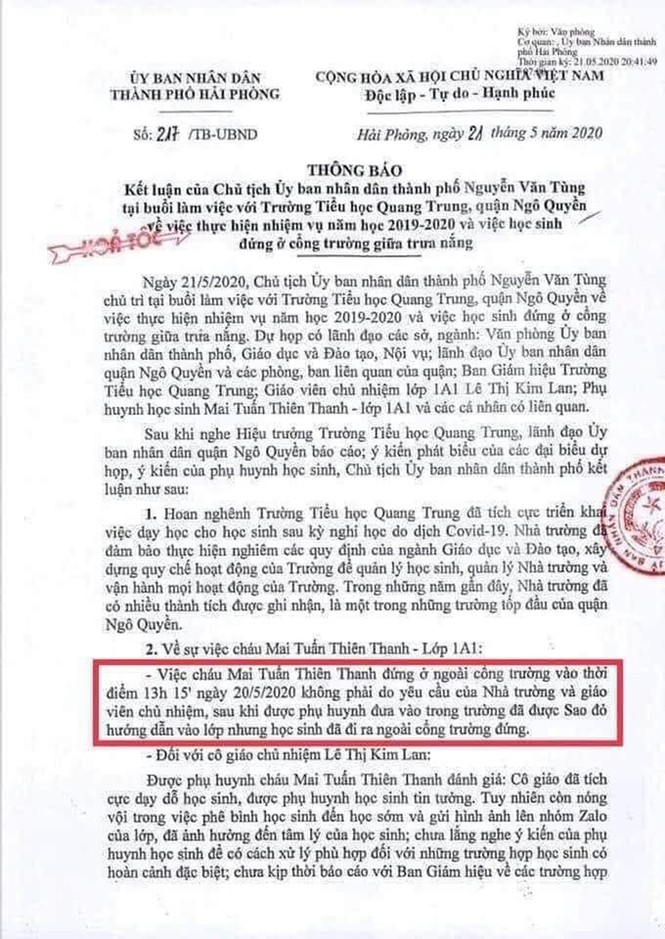 Bà mẹ phản đối kết luận