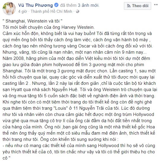 Cựu siêu mẫu Vũ Thu Phương tiết lộ từng bị 'ông trùm Hollywood' quấy rối - ảnh 1