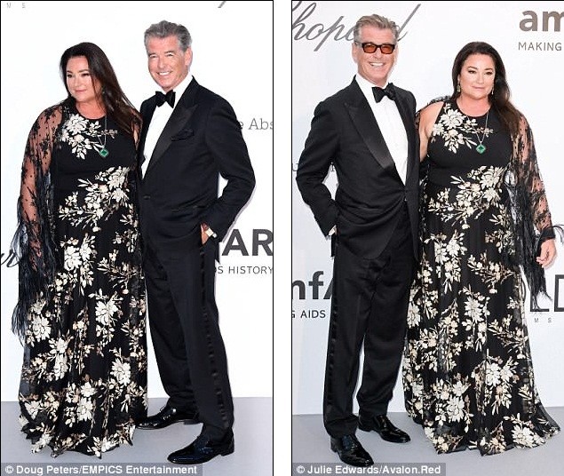 Vợ chồng ‘điệp viên 007’ Pierce Brosnan hôn nhau tình tứ ở tiệc Cannes - ảnh 1