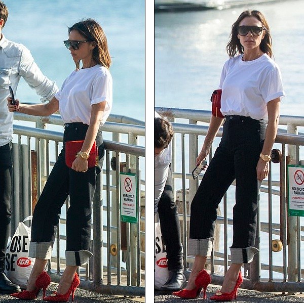 Victoria Beckham đi giày cao gót ra biển ngắm hai con chơi đùa - ảnh 2