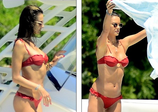 Alessandra Ambrosio diện bikini đỏ rực tắm nắng - ảnh 2