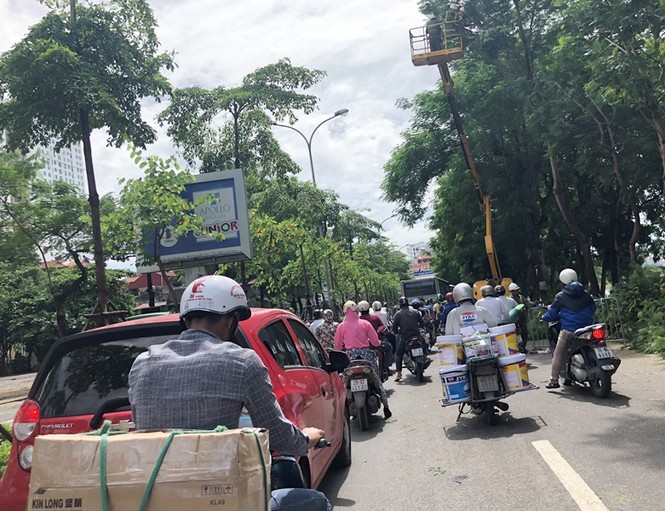 Ngăn đường chặt cây gây ùn tắc kéo dài - ảnh 4