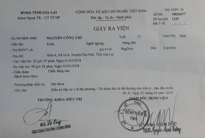 Nam thanh niên 21 tuổi nhập viện sau khi làm việc với công an - ảnh 1