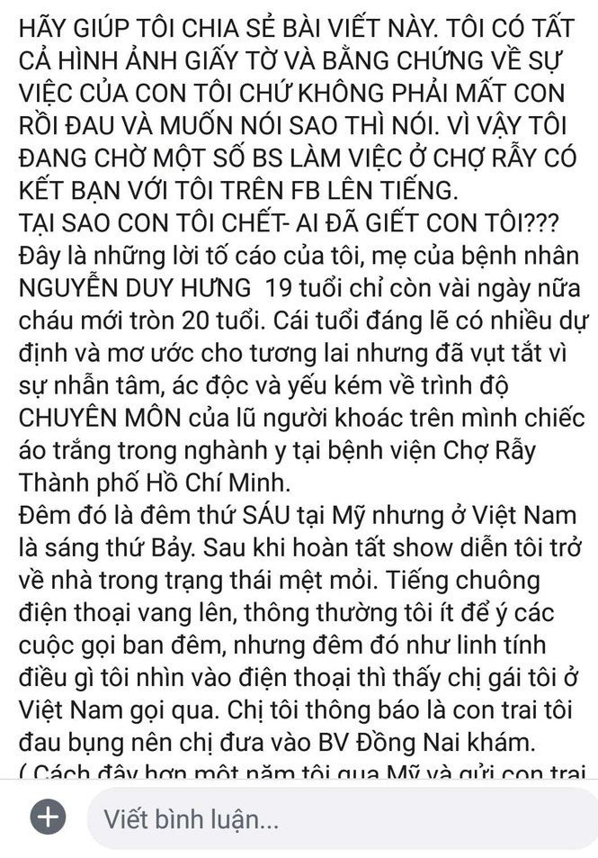 Bị tố tắc trách dẫn đến bệnh nhân chết, bệnh viện Chợ Rẫy nói gì? - ảnh 1