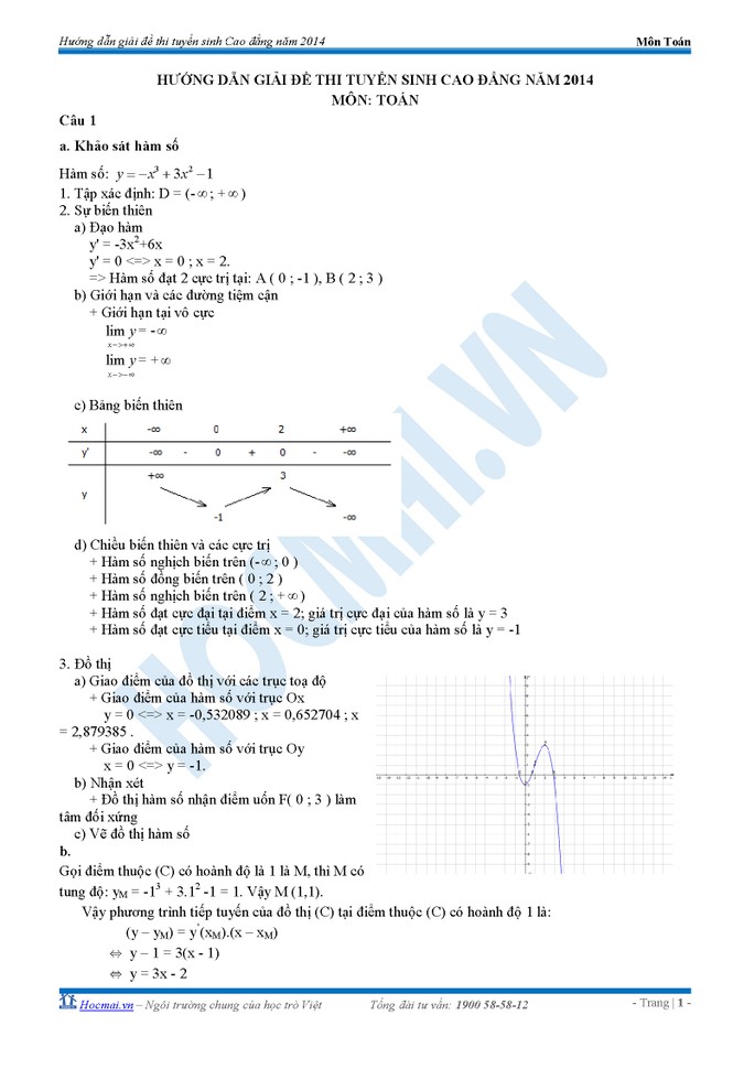 Bài giải đề thi các môn Toán, Địa lí cao đẳng - ảnh 1