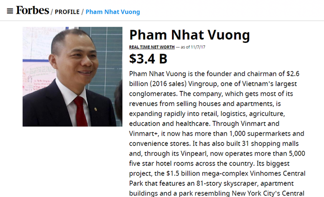 Ông Phạm Nhật Vượng có thêm 1 tỷ USD - ảnh 1