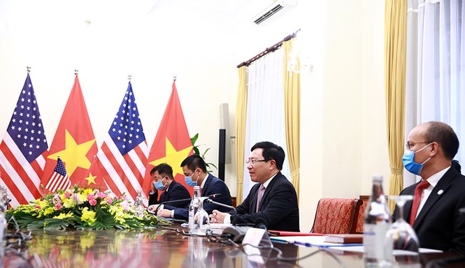 Hình ảnh Phó Thủ tướng, Bộ trưởng Bộ Ngoại giao Phạm Bình Minh hội đàm Ngoại trưởng Hoa Kỳ - ảnh 3
