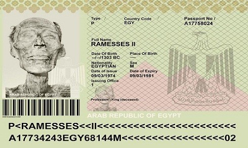 Hộ chiếu có ảnh pharaoh Ramesses II