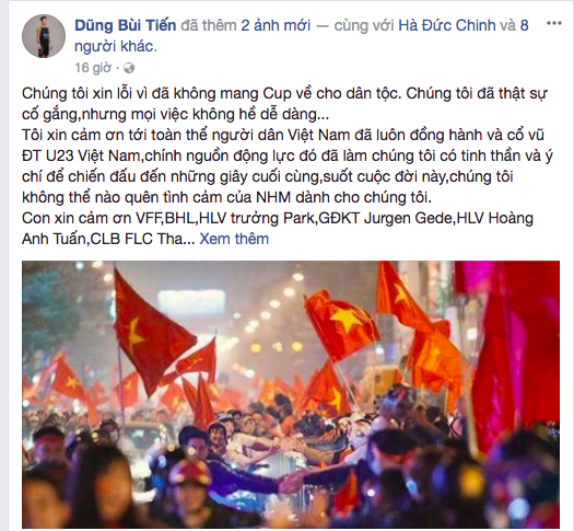 Dàn sao Việt nói 'lời gan ruột' khi Tiến Dũng xin lỗi vì thua Uzbekistan - ảnh 1