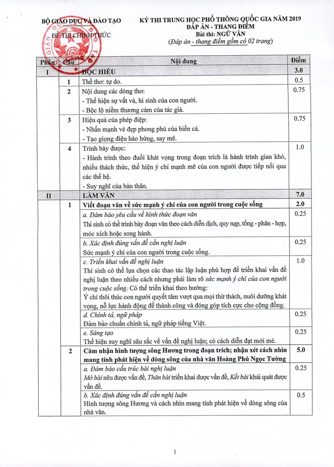 Chính thức công bố đề thi, đáp án môn Ngữ Văn thi THPT 2019 - ảnh 5