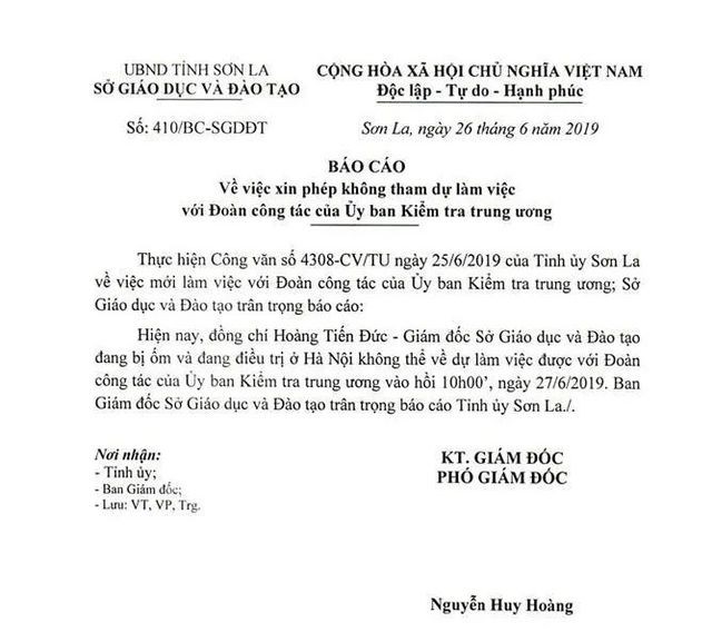 Giám đốc Sở GD&ĐT Sơn La 'cáo bệnh' chưa làm việc với đoàn kiểm tra Trung ương - ảnh 2