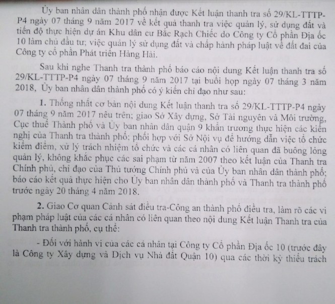 TPHCM điều tra sai phạm tại dự án Bắc Rạch Chiếc - ảnh 3