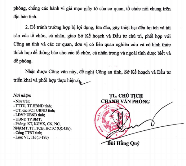 Cảnh báo giả mạo văn bản của UBND tỉnh thực hiện dự án 1.500 tỷ - ảnh 2