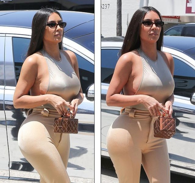 Kim Kardashian táo bạo với mốt 'no bra' trên phố - ảnh 5