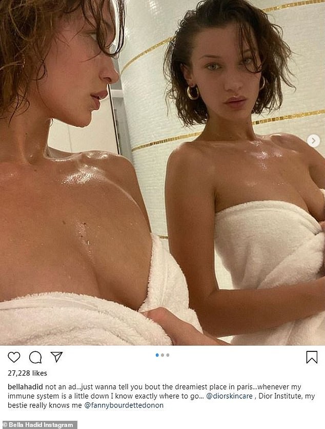 Bella Hadid tung ảnh bán nude trên giường hút triệu like - ảnh 2